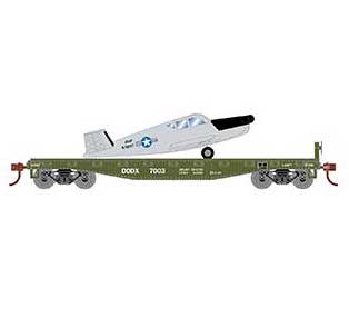 Athearn 96454 HO Scale 40' Flatcar with Air Force Plane DODX 7003