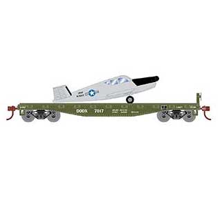 Athearn 96455 HO Scale 40' Flatcar with Air Force Plane DODX 7017