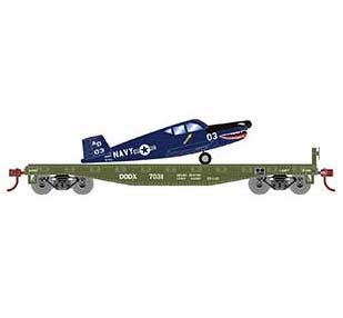 Athearn 96457 HO Scale 40' Flatcar with Navy Plane DODX 7031