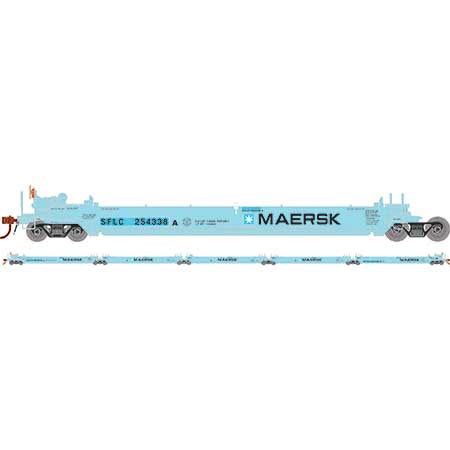 Athearn 98921 HO Scale Maxi I 5 Unit Well Car Santa Fe Maersk SFLC 254338