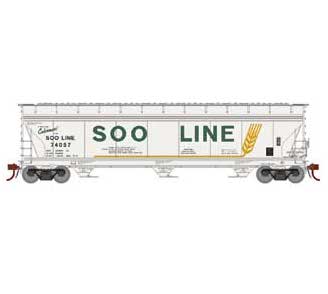 Athearn Genesis G15437 HO Scale ACF 4600 3 Bay Covered Hopper SOO Line 74057