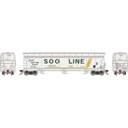 Athearn Genesis G15437 HO Scale ACF 4600 3 Bay Covered Hopper SOO Line 74057