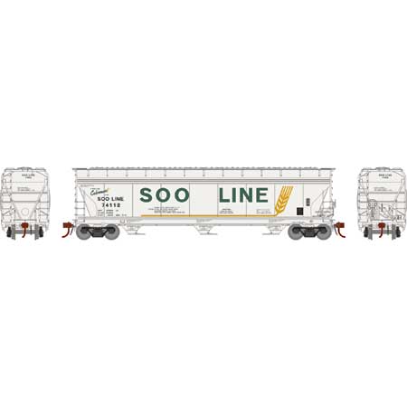 Athearn Genesis G15438 HO Scale ACF 4600 3 Bay Covered Hopper SOO Line 74112