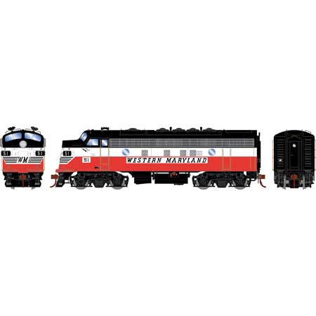 Athearn Genesis G19352 HO Scale F7A Western Maryland Circus WM 51