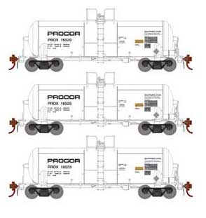 Athearn Genesis G25645 HO Scale 13,600 Gallon Acid Tank Car Procor PROX 3 Pack
