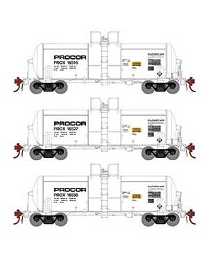 Athearn Genesis G25762 HO Scale 13,000 Gallon Acid Tank Car Procor "White" PROX 3 Pack