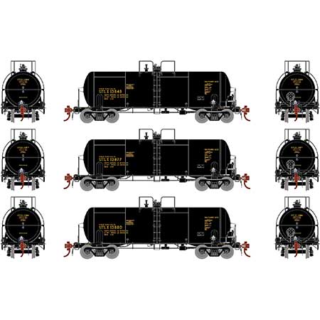Athearn Genesis G25766 HO Scale 13,000 Gallon Acid Tank Car "Black" UTLX 3 Pack