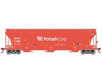 Athearn Genesis G89949 HO Scale Trinity 3 Bay Covered Hopper Potash Corp GACX 31900