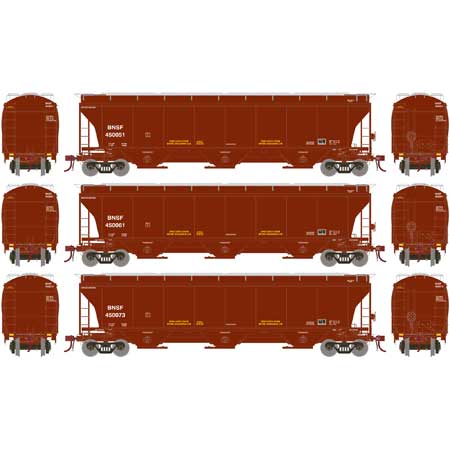 Athearn Genesis G89960 HO Scale Trinity 3 Bay Covered Hopper "Re-paint" BNSF 3 Pack