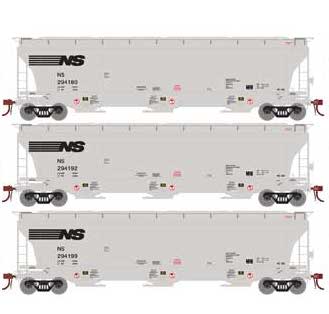Athearn Genesis G89963 HO Scale Trinity 3 Bay Covered Hopper Norfolk Southern NS 3 Pack #1