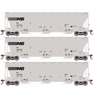 Athearn Genesis G89964 HO Scale Trinity 3 Bay Covered Hopper Norfolk Southern NS 3 Pack #2