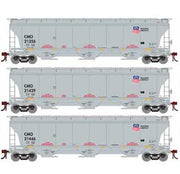 Athearn Genesis G89968 HO Scale Trinity 3 Bay Covered Hopper Union Pacific CMO 3 Pack #1