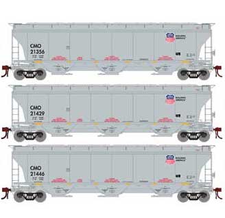 Athearn Genesis G89968 HO Scale Trinity 3 Bay Covered Hopper Union Pacific CMO 3 Pack #1