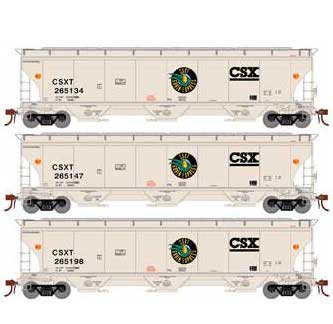 Athearn Genesis G89977 HO Scale Trinity 3 Bay Covered Hopper "Grain Express" CSX 3 Pack #1