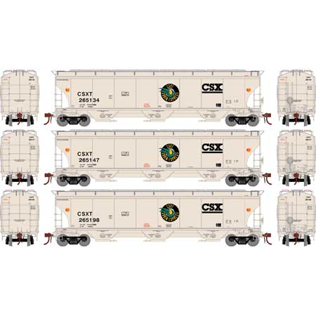 Athearn Genesis G89977 HO Scale Trinity 3 Bay Covered Hopper "Grain Express" CSX 3 Pack #1