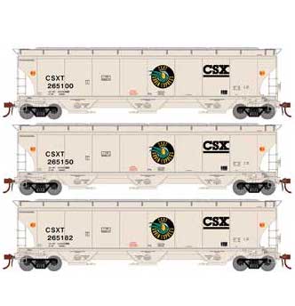Athearn Genesis G89978 HO Scale Trinity 3 Bay Covered Hopper "Grain Express" CSX 3 Pack #2