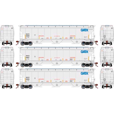 Athearn Genesis G89988 HO Scale Trinity 3 Bay Covered Hopper GATX/GACX 3 Pack
