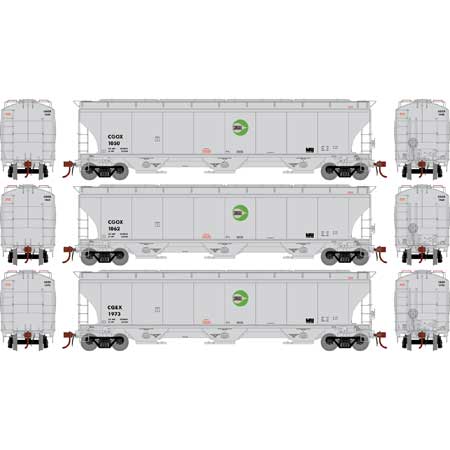 Athearn Genesis G89994 HO Scale Trinity 3 Bay Covered Hopper Cargill CGOX/CGEX 3 Pack #1