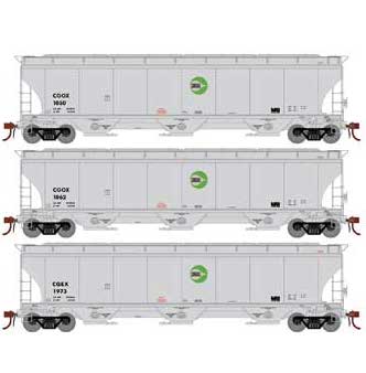 Athearn Genesis G89994 HO Scale Trinity 3 Bay Covered Hopper Cargill CGOX/CGEX 3 Pack #1