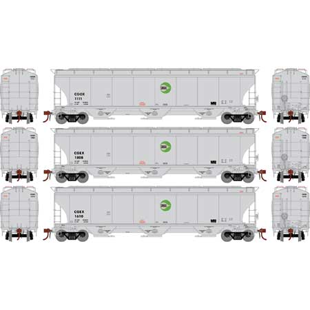 Athearn Genesis G89995 HO Scale Trinity 3 Bay Covered Hopper Cargill CGOX/CGEX 3 Pack #2