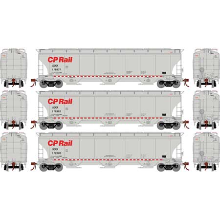 Athearn Genesis G89998 HO Scale Trinity 3 Bay Covered Hopper Canadian Pacific CP/SOO 3 Pack #1