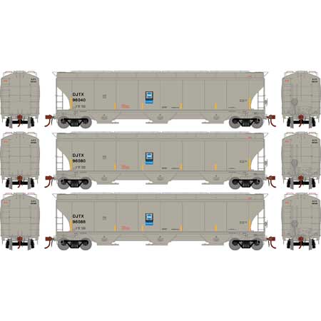 Athearn Genesis G90006 HO Scale Trinity 3 Bay Covered Hopper DJJX 3 Pack