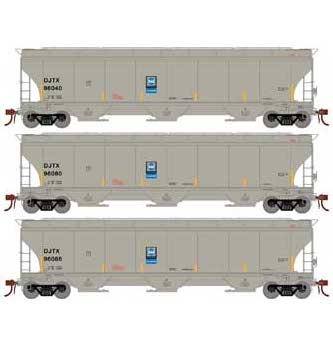 Athearn Genesis G90006 HO Scale Trinity 3 Bay Covered Hopper DJJX 3 Pack