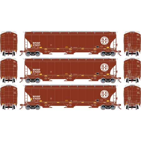 Athearn Genesis G90006 HO Scale Trinity 3 Bay Covered Hopper BNSF "Circle/Cross" 3 Pack #2
