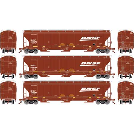 Athearn Genesis G90010 HO Scale Trinity 3 Bay Covered Hopper BNSF "Wedge/Swoosh" 3 Pack #2