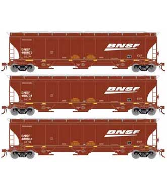 Athearn Genesis G90010 HO Scale Trinity 3 Bay Covered Hopper BNSF "Wedge/Swoosh" 3 Pack #2