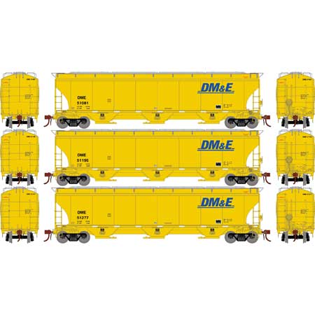 Athearn Genesis G97142 HO Scale Trinity 3 Bay Covered Hopper DM&E 3 Pack #2