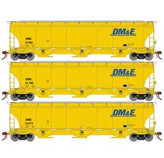 Athearn Genesis G97142 HO Scale Trinity 3 Bay Covered Hopper DM&E 3 Pack #2