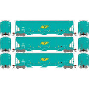 Athearn Genesis G97149 HO Scale Trinity 3 Bay Covered Hopper Ex-AGP DJTX 3 Pack #1