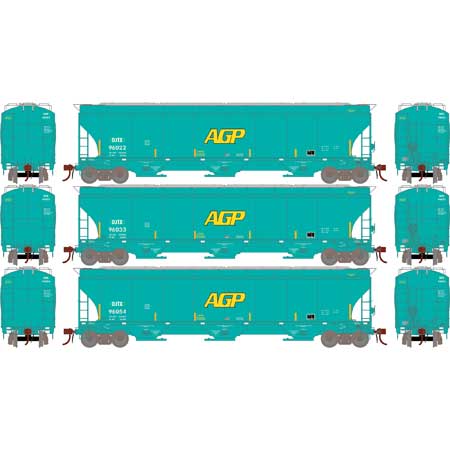 Athearn Genesis G97149 HO Scale Trinity 3 Bay Covered Hopper Ex-AGP DJTX 3 Pack #1