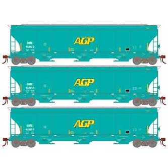 Athearn Genesis G97149 HO Scale Trinity 3 Bay Covered Hopper Ex-AGP DJTX 3 Pack #1