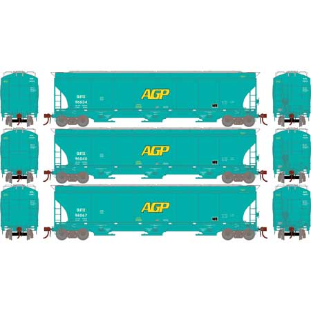 Athearn Genesis G97150 HO Scale Trinity 3 Bay Covered Hopper Ex-AGP DJTX 3 Pack #2