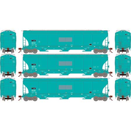 Athearn Genesis G97153 HO Scale Trinity 3 Bay Covered Hopper Ex-AGP INTX 3 Pack #1