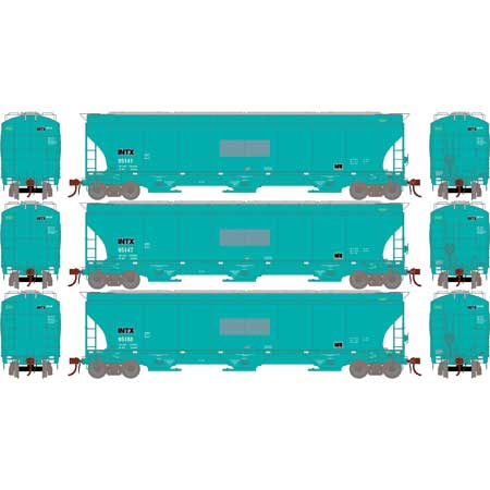 Athearn Genesis G97154 HO Scale Trinity 3 Bay Covered Hopper Ex-AGP INTX 3 Pack #2