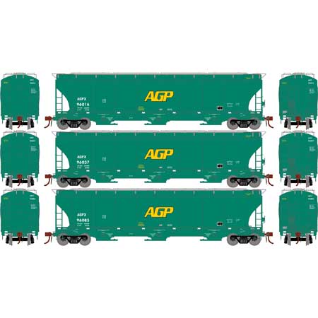 Athearn Genesis G97157 HO Scale Trinity 3 Bay Covered Hopper AG Processing AGP 3 Pack 1