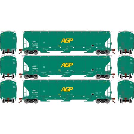 Athearn Genesis G97158 HO Scale Trinity 3 Bay Covered Hopper AG Processing AGP 3 Pack 2
