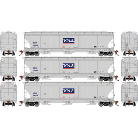 Athearn Genesis G97161 HO Scale Trinity 3 Bay Covered Hopper KYLE KRIX 3 Pack #1