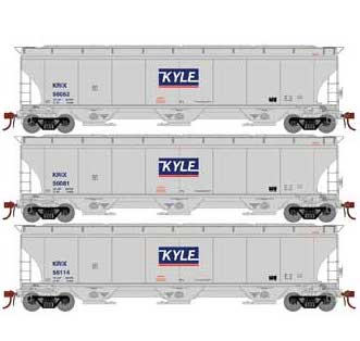Athearn Genesis G97161 HO Scale Trinity 3 Bay Covered Hopper KYLE KRIX 3 Pack #1