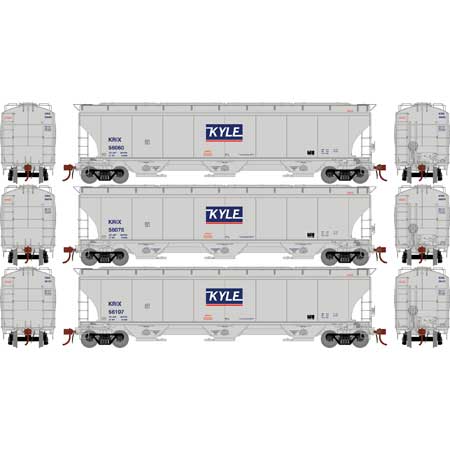 Athearn Genesis G97162 HO Scale Trinity 3 Bay Covered Hopper KYLE KRIX 3 Pack #2