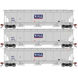 Athearn Genesis G97162 HO Scale Trinity 3 Bay Covered Hopper KYLE KRIX 3 Pack #2