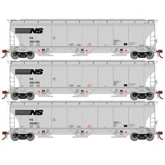 Athearn Genesis G97169 HO Scale Trinity 3 Bay Covered Hopper Norfolk Southern NS 3 Pack #1