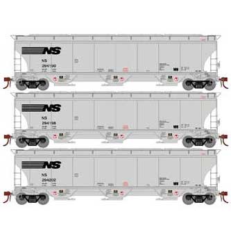 Athearn Genesis G97170 HO Scale Trinity 3 Bay Covered Hopper Norfolk Southern NS 3 Pack #2