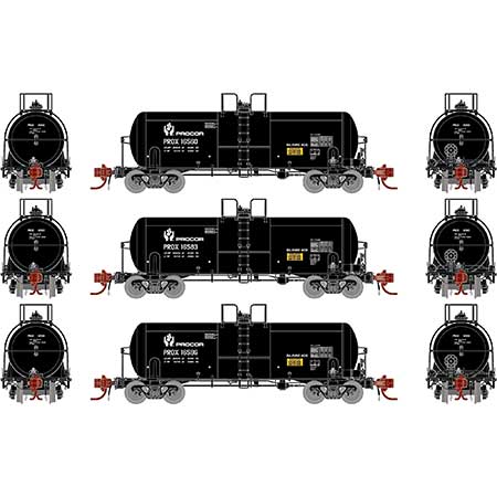 Athearn Genesis GN15320 N Scale 13,000 Gallon Acid Tank Car "Black" PROX 3 Pack