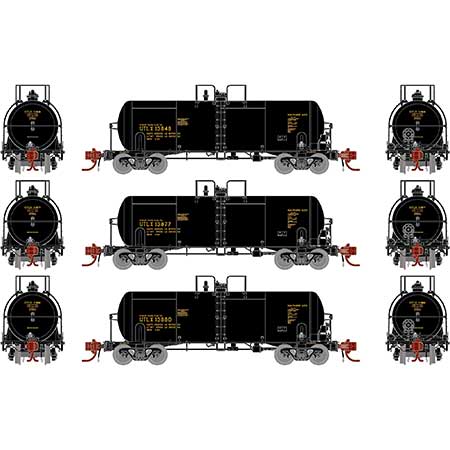Athearn Genesis GN15328 N Scale 13,000 Gallon Acid Tank Car "Black" UTLX 3 Pack