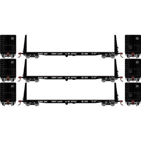 Athearn HO Scale 17238 60' Bulkhead Flatcar Spokane Portland & Seattle SP&S 3 Pack