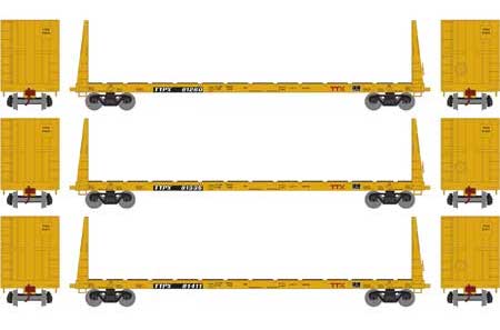 Athearn HO 90560 60' Bulkhead Flatcar TTX Red Logo 3 Pack